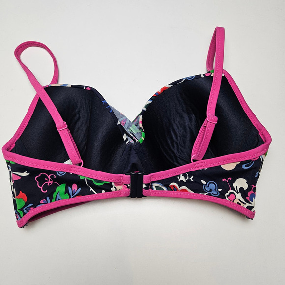 Boden Alacati Twist Front Underwire Floral Bikini Top 34C Navy Pink‎ - Picture 3 of 7